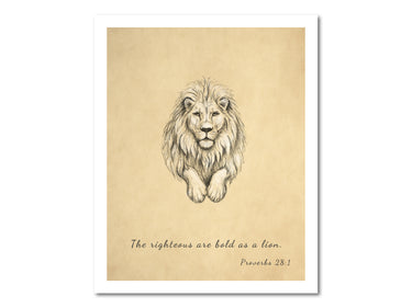 The righteous are bold as a lion (Proverbs 28:1) Digital download printable art